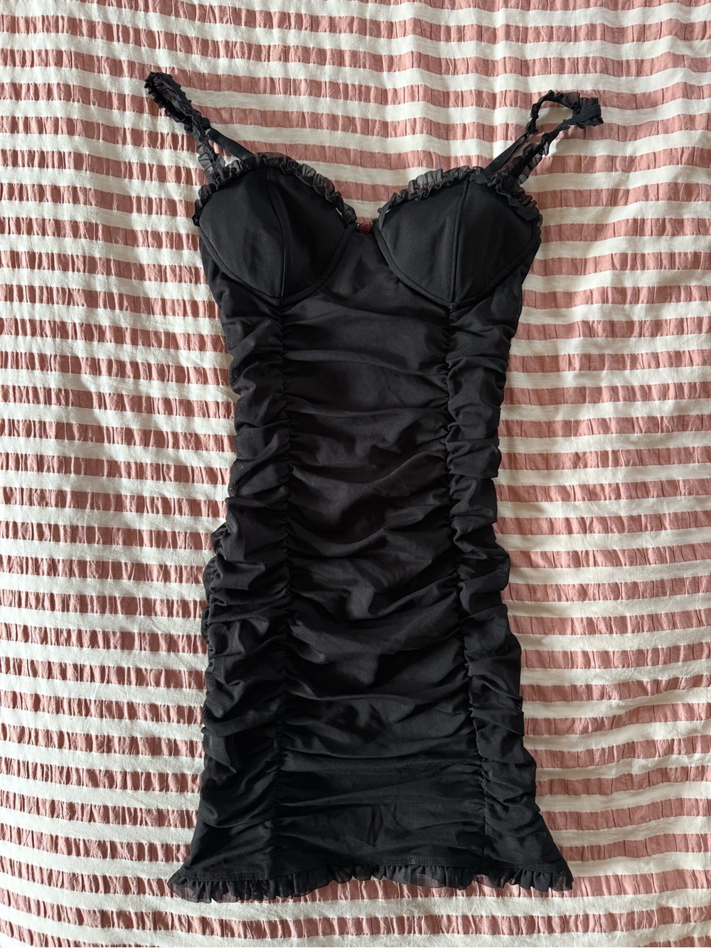 Garage black mini dress with rouching